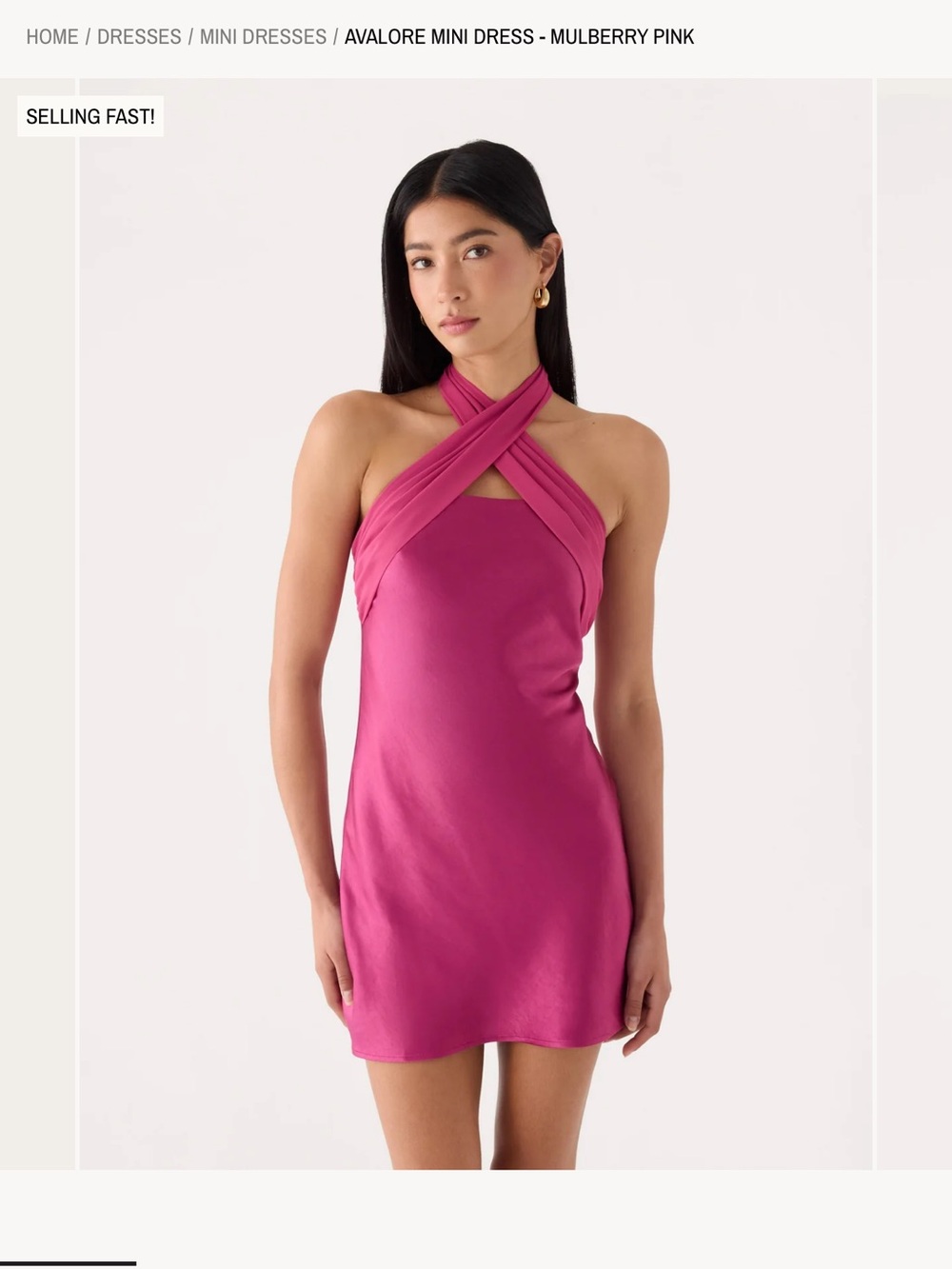 Peppermayo Mulberry Pink Cross-Halter Mini Dress